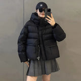 Advanced Sense Hooded Down Jacket Female 2424 New Fashion Design Sense Plus Thick White Duck Down Loose Bread Clothing Coat-Outfit