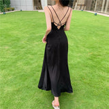 Zingj Satin Backback Cross Halter Dress Holiday Big