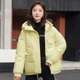 New 2022 Women Short Jacket Winter Thick Hooded Cotton Padded Coats Female Korean Loose Puffer Parkas Ladies