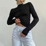2021 Long Sleeve T Shirts Women Autumn Winter Y2K Turtleneck Casual Black Basic Gray Sexy Tops Fashion
