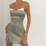 Backless Sleeveless Sexy Summer Bodycon Dress Women 2022 Black V Neck Patchwork Mini Club Outfit Party Dresses