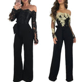 Dress Women's Casual Lace Off-neck Wide-leg Color