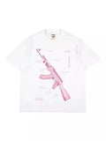Street Skull Money Printing Oversized Pattern T-Shirt Gothic Cotton T-Shirt Y2k Blouse Short Sleeves For Harajuku