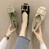 Celebrity Single Shoe Female 2025 New Korean Version Retro Fairy Flat Scoop Shoes Square Head Soft Bottom