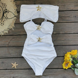 Pure White One-Piece Swimsuit Half-Dress Shawl Three-Piece Sexy Hollow Swimsuit 2025
