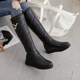 Warm Plush Knee High Boots Women Comfy Flat Heel Snow Boots Slip On Platform Woman Long Boots Shoes Black Pink White