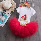 Pink My Little Girl First 1st Birthday Party Dress Tutu Cake Smash Outfits Infant Kid Dress Baby Girl Baptism Clothes 9