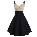 Waist Patchwork Women Summer Sexy Dress Midi Swing Dresses Sling 2020 Vintage Spaghetti Strap 60s Vestidos For