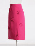 Fashion Bag Ass Skirt Women 2025 Spring New Three-Dimensional Flower Stitching Design High Waist Mid-Long