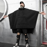 Gothic Techwear Black Oversized Hoodies Sweatshirt Baggy Trench Coat Anorak Men Alt Punk Japanese Streetwear Hip Hop
