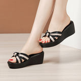 Middle Heel Sandals Slippers Women Summer 2023 New Muffin Thick-Soled Fish Mouth Fashion To Wear One-Word
