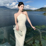 Zingj Neck Dress Female Summer Tassel Small Crowd Sexy Slim Temperament Socialite Dress