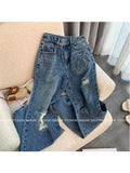 Bear Print Straight Loose Jeans Women Retro High Street Oversize Casual Denim Trousers Harajuku High Waist Jean