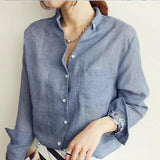 Women's New Women's Fashion Casual Cotton Shirts Women's Long Sleeves Loose Thin