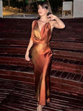 Zingj Tie-dye Print Swinging Neck Halter Dress Women Sexy Backless Seeveless Slim Maxi Robe New Female Chic Party Prom Vestido 211-0-Outfit
