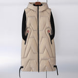 Large Size 5XL Autumn Winter New Down Cotton Vest Female Long Korean Version Show Thin Vest Leisure Horse Clip Vest-Outfit
