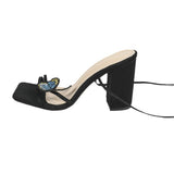 Ladies Butterfly With Coarse Heel High-Heeled Sandals Sexy Ball Elegant Banquet Lady