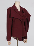 Personality Blazer Female 2025 Autumn Fashion Wind New Splicing Design Sense Red Shawl Small