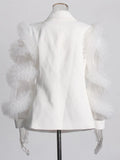 Famous Wind Design Suit Suit 2025 New Splicing Mesh Yarn Side Long-Sleeved Suit Coat