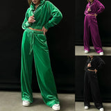Spot 2025 Autumn And Winter New Ladies Fashion Hoodie Golden Velvet Sports Casual Pants