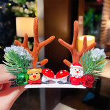 Women Girls Cartoon Christmas Antlers Hairpins New Year Sweet Hair Decorate Barrettes Hair Clips Novelty Hair