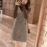 Zingj Foreign Style Reduce Age Show Thin Sweet Wind Autumn Warm New Style Hepburn Wind Temperament Fried Street Skirt Two Sets-Outfit