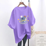 Women T-shirt Rabbit Printed Short Sleeve Women Loose Tops Summer Student Streetwear O-neck Sweet Girls Tee Shirt
