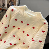 Zingj Autumn Lady Wind Temperament All-Match Jacket Korean Version Of The New Design Sense Love Print Twist Sweater Female Tide-Outfit