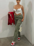 Leg Cargo Pants Women High Waist Casual Baggy Pants Slim Vintage Y2k Streetwear Stretch Wide Leg Trousers Fashion