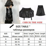 SUCHCUTE Rivet Patchwork Women Mini Pleated Skirts With Trouser Leg Hight Waist Skirt Punk Streetwear Goth Clothes Dark