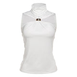 Spring And Summer New Women's Temperament Design Feeling Solid Half-High Collar Sleeveless Vest Slim Slim