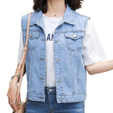 Jeans Jacket Summer Autumn Sleeveless Casual Short Jackets Chaqueta Mujer Casaco Jaqueta Feminina Women Coat Ladies