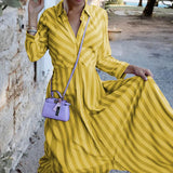 Spot 2025 Autumn New Women's Fashion Long Sleeve Temperament In The Long Striped