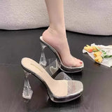 Ultra-High Heels T-Model Show Show Shoes Transparent Crystal Cool Tug Fish Mouth Waterproof Table Coarse Heel