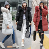 New Korean Version Of Long Cotton-Padded Clothes Women Loose And Thick Down Cotton-Padded Jacket Big Wool Collar Jacket Cotton-Padded Jacket Women-Outfit