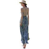 Zingj Holiday Backless Dress Super Fairy National Wind Halter Dress Beach Beach Temperament Blue Chiffon