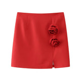 2025 New Women's Flower Decoration Hanging Neck Solid Color Vest Wrap Hip Flower Skirt