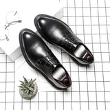 Leather Shoes Men's British Korean Version Pointed Patent Leather Black Fashion Shoes Business Dress Casual Bright Lace