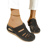 Casual Women's Slopes And New Sandals Women's Round Head Hollow Summer Bun With Cool
