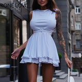 Women Sleeveless Crisscross Back Flare Mini Dress Elegant Fashion Mini Dress Chic