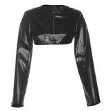 Autumn Women's New Fashion Trend Street Hot Girls Short-Sleeved Pu Leather