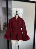 Autumn Fashion New Women's Long-Sleeved Coat Waist Tie Temperament