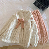 Winter Warm Flannel Women Pyjamas Sets Thick Coral Velvet Long Sleeve Cartoon Sleepwear Thin Flannel Pajamas