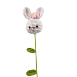 Zingj Woven Rabbit Head Sunflower Sunflower Wool Knitting Flowers Send Bestie Imitation Bouquet Finished