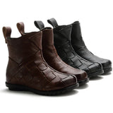 Zingj And Winter New-Style Cowhide Flat-Soled Women's Shoes Leisure Leather Short Boots Middle-Aged Mother Shoes Warm And Comfortable Cotton