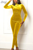 Women's Jumpsuit Spring New Fashion High Collar Long Sleeve High Waist Pants Women Office Elegant Commuting Slim