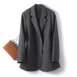 Small Suit Jacket Female Spring And Autumn Korean Version Of Loose Temperament Double Buckle Leisure Career Suit Blouse