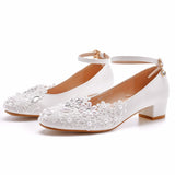 3 Cm Square-To-Head Single-Shoe With Single Shoe Spring And Autumn Lace Bridal Shoes For Pregnant Women's Wedding
