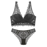 New Sexy Bandage Underwear Set Push up Bra Set Embroidery Women Lingerie High Quality Lingerie Set 3/4 Cup Lace