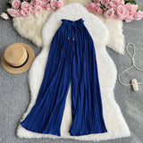 Zingj Wear A High Waist Strap With Casual Pants Female Micro Fat Large Size Show Thin Cover Meat Hanging Feeling Wide Leg Pleated